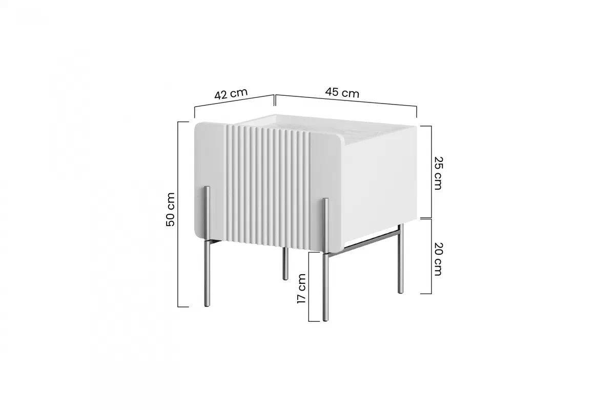 Nočný stolík Malmi 45 cm - kašmírová / crema bianca / čierna Nočný Stolík Malmi z szuflada i metalowymi nogami - kašmír / crema bianca / čierny nozki