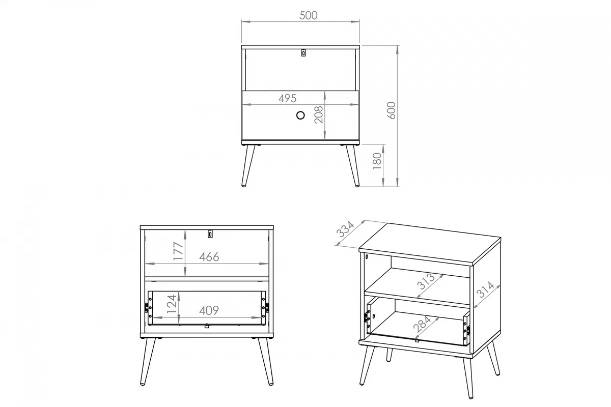 Noptieră Narelli 06 - 50 cm - cașmir / picioare aurii Szafka noapte Narelli 06 - 50 cm - cașmir / zlote Picioare