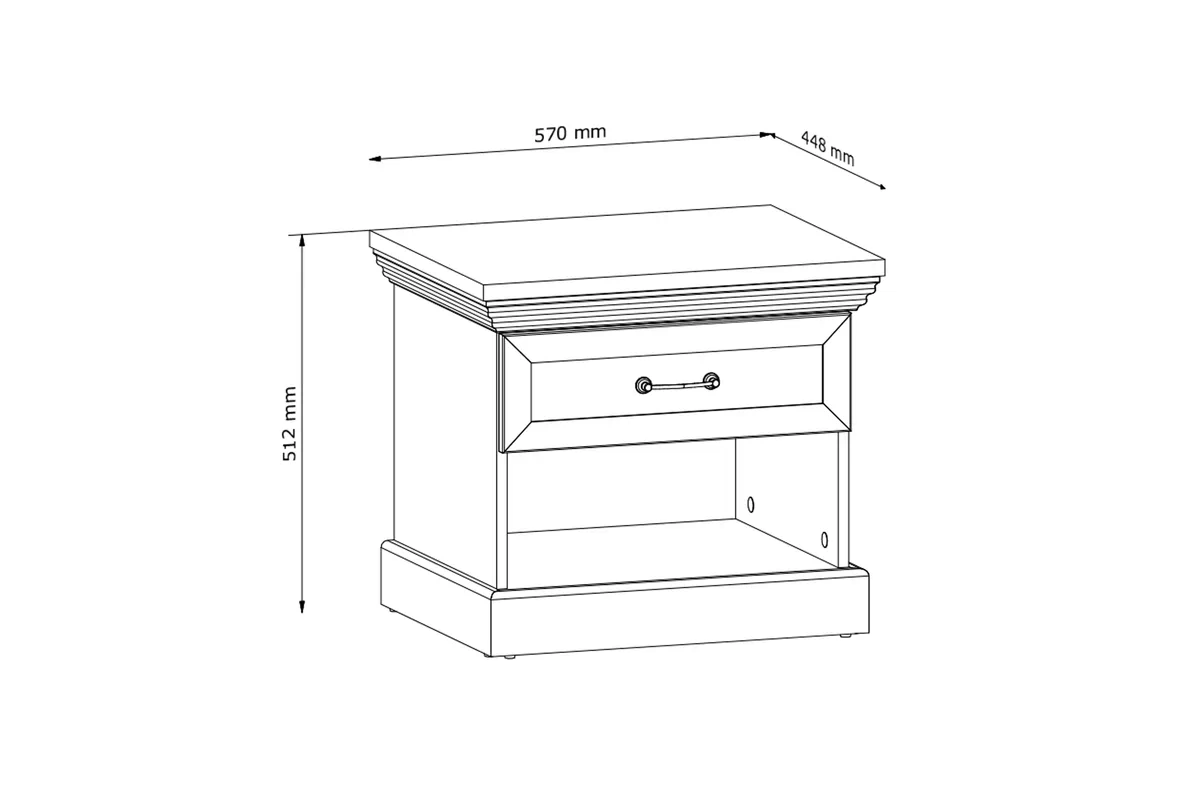 Nočný stolík Royal SN - Borovica Nordic/Divoký dub Nočný Stolík Royal 57 cm - Borovica Nordic/Divoký dub