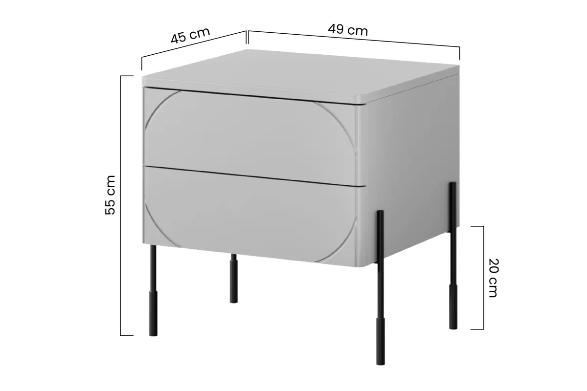 Nočný stolík Sonatia 45 cm - burgundová Nočný Stolík s dvoma zásuvkami Sonatia na kovových nohách 45 cm - burgund