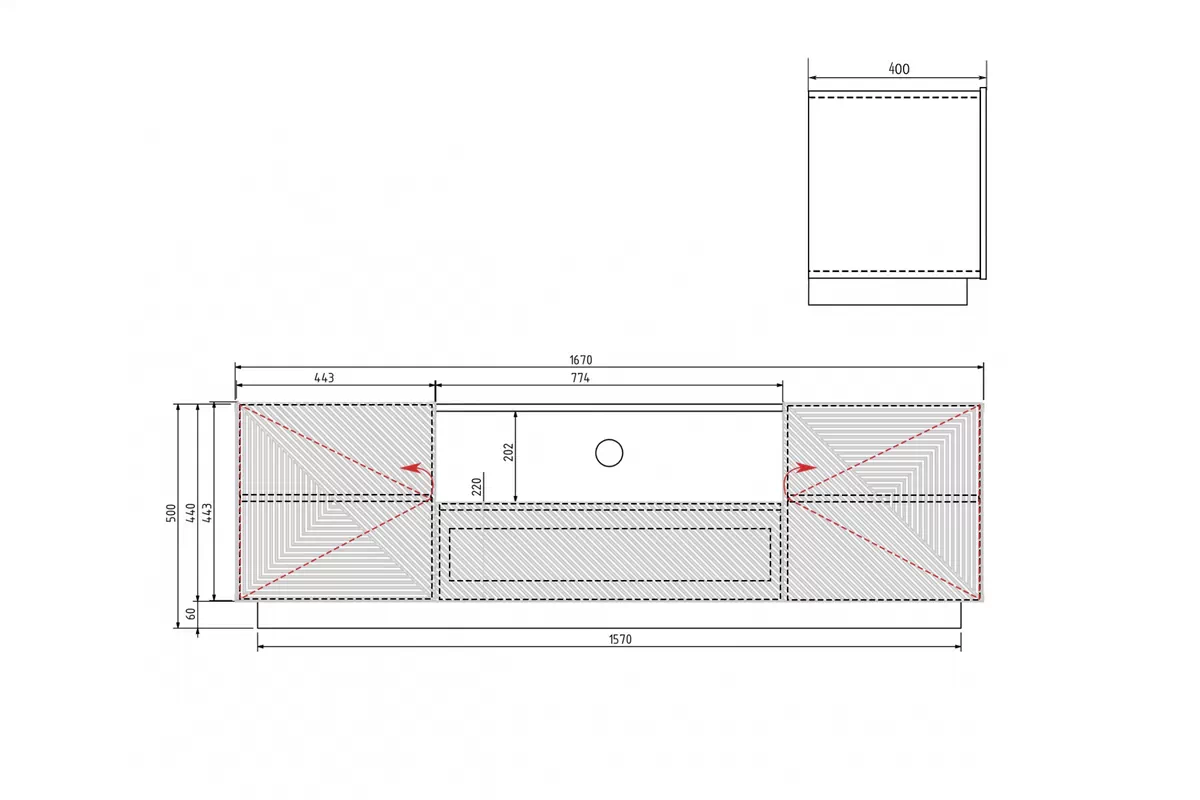 TV stolík Asha 167 cm s otvorenou policou - artisan / čierny mat TV skrinka Asha 167 cm z szuflada i wneka - artisan / Čierny mat