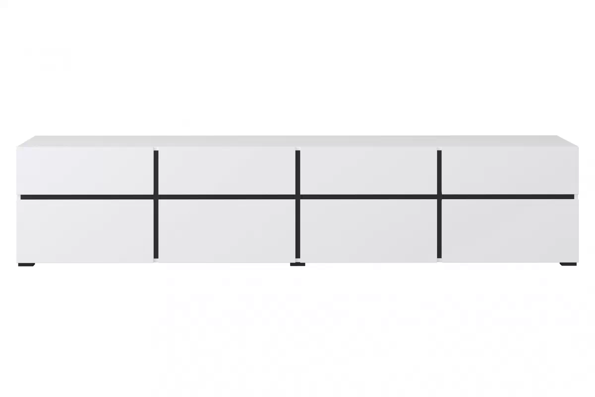 TV stolek Cross 40 se zásuvkami 225 cm - bílá / černá Skříňka RTV Cross 40 s zásuvkami 225 cm - bílý / černý