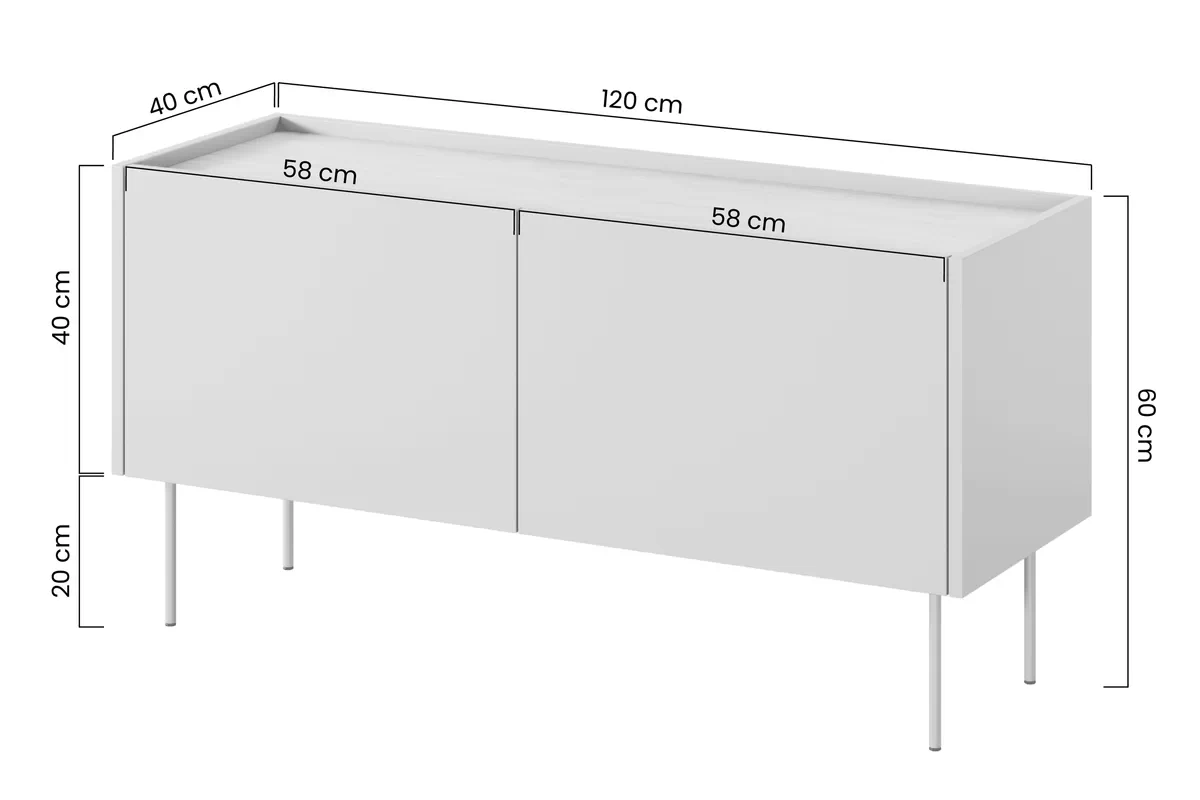 TV stolík Desin 120 cm - čierny mat / dub nagano TV skrinka Desin 120 cm z metalowymi nogami - Čierny mat / Dub nagano