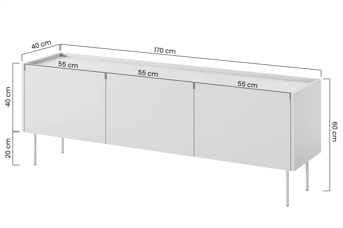 TV stolek Desin 170 cm s ukrytou zásuvkou - černý mat / dub nagano skříňka RTV Desin 170 cm z ukryta szuflada i metalowymi nogami - černá mat / dub nagano