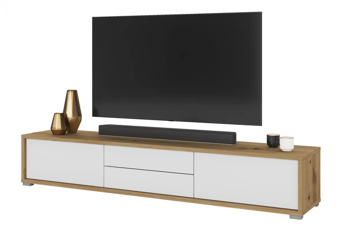 TV stolík Frida 39 so zásuvkami 180 cm - Dub artisan / Biely TV skrinka Frida 39 so zásuvkami 180 cm - Dub artisan / Biely