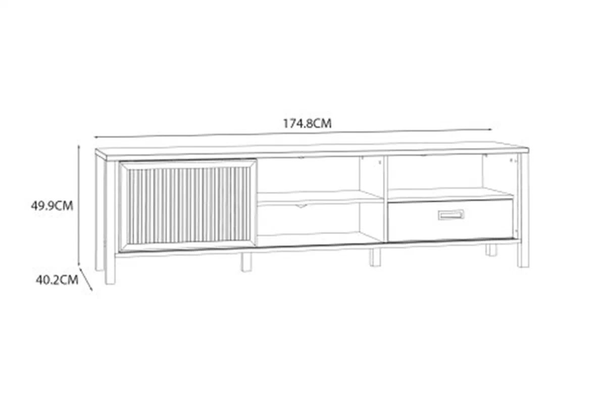 TV stolík Jytana s lamelami 180 cm - Dub mauvella / Čierny TV skrinka Jytana z lamelami 180 cm - Dub mauvella / Čierny 