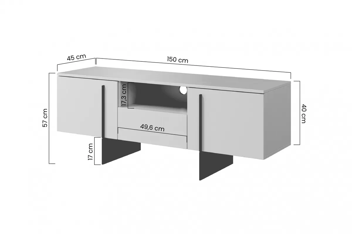 TV stolek Larena 150 cm s výklenkem - dub piškotový / černé nožky Skříňka RTV Larena