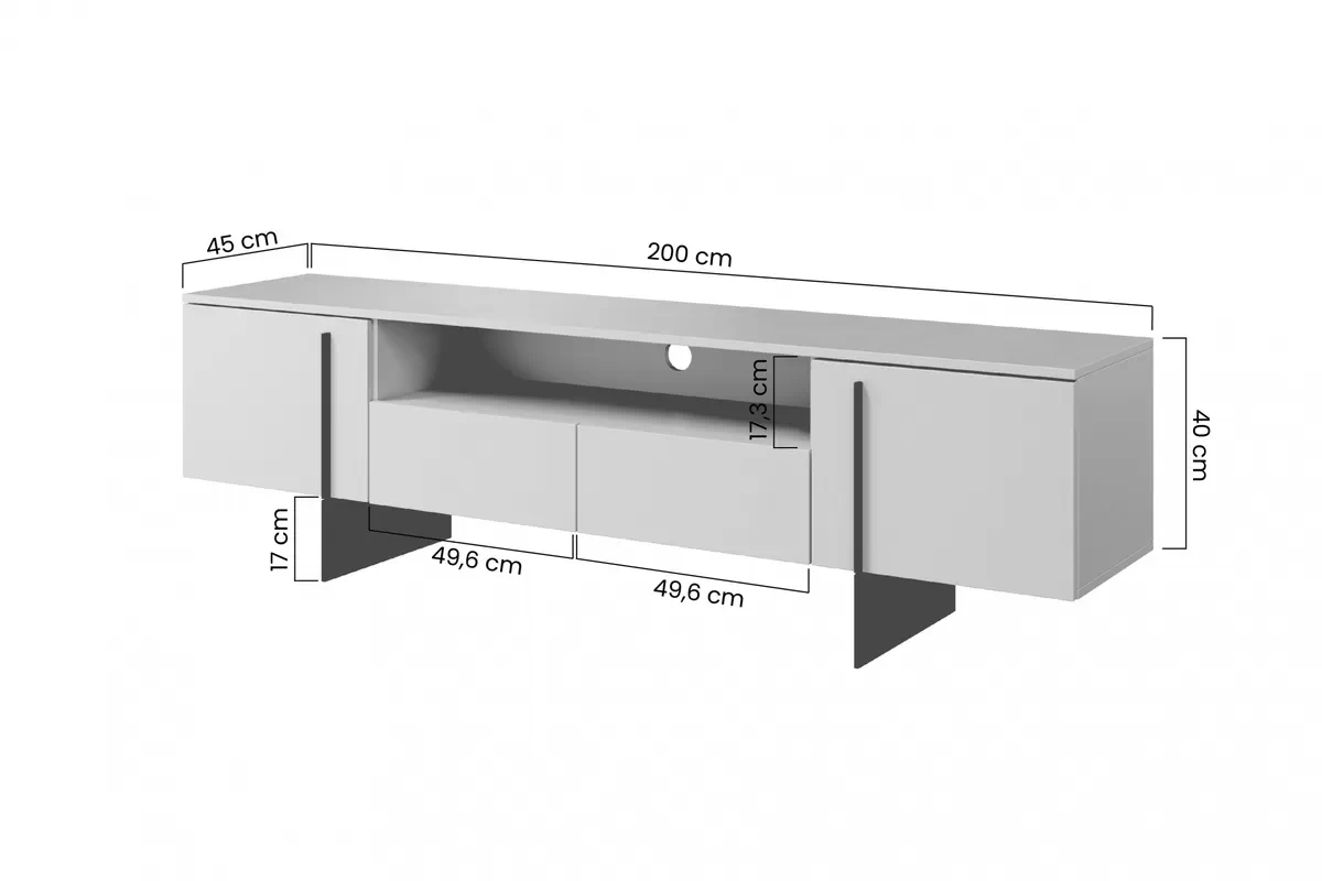 TV stolek Larena 200 cm s výklenkem - kašmírová / černé nožky Skříňka RTV Larena