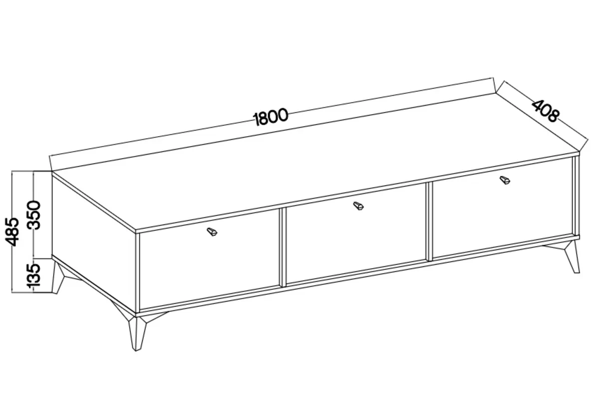 TV stolek Lotina I 3K - 180 cm - eukaliptus / černá nohy Skříňka RTV Lotina I 3K - 180 cm - eukaliptus / černá Nohy