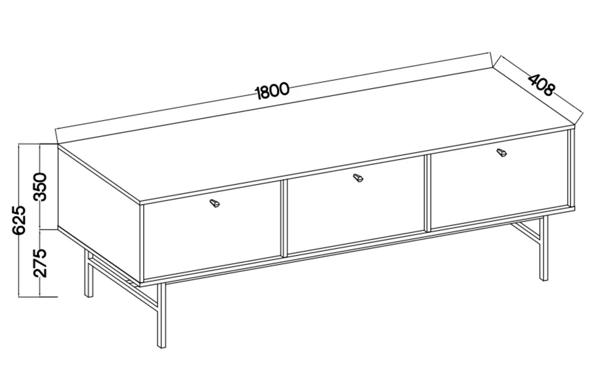 TV stolek Lotina III 3K - 180 cm - eukaliptus / černá Nohy Skříňka RTV Lotina III 3K - 180 cm - eukaliptus / černá Nohy