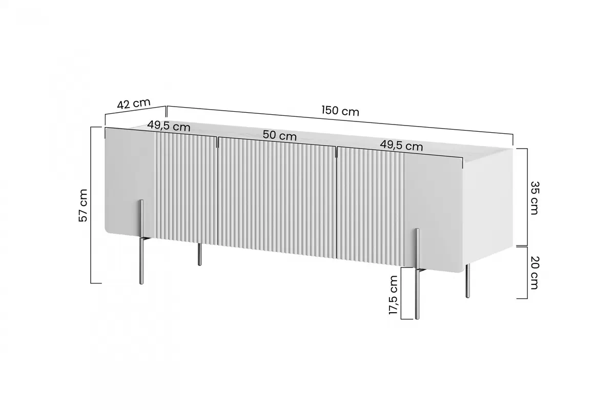 TV stolík Malmi 150 cm - kašmírová / crema bianca / zlatá TV skrinka Malmi 150 cm na kovových nohách - kašmír / crema bianca / zlote nozki