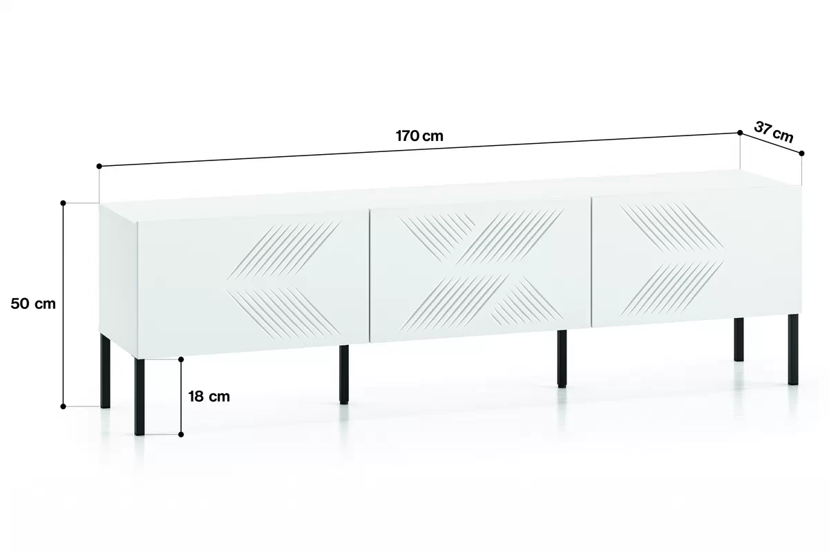 TV stolík Pingli 04 - 170 cm - biely mat / čierny Nohy TV skrinka Pingli 04 - 170 cm - biely mat / čierny Nohy