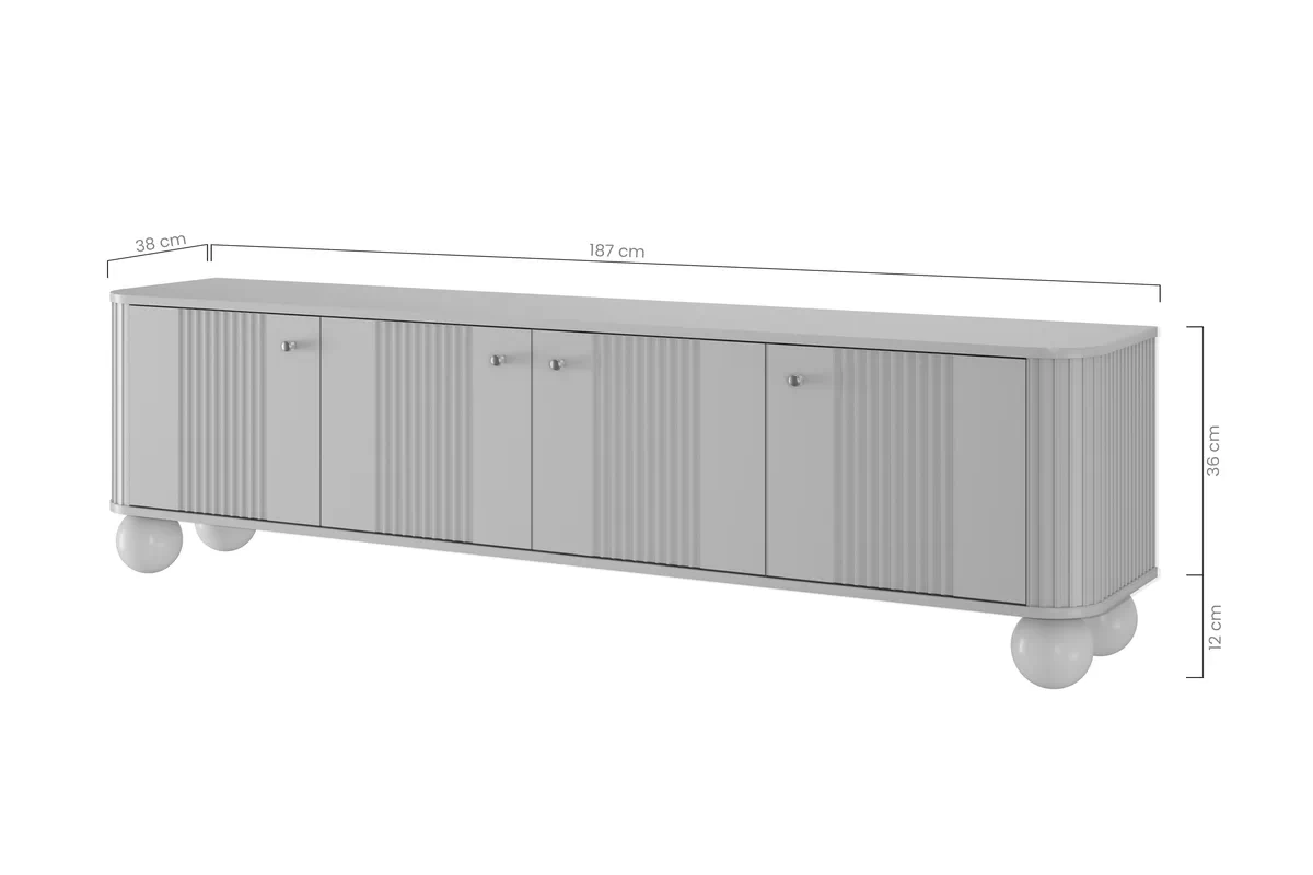 TV-szekrény Vesper 4D 187 cm - fekete / arany fogantyúk / gömb alakú lábak TV-szekrény Vespera 4D 187 cm - fekete / arany fogantyúk