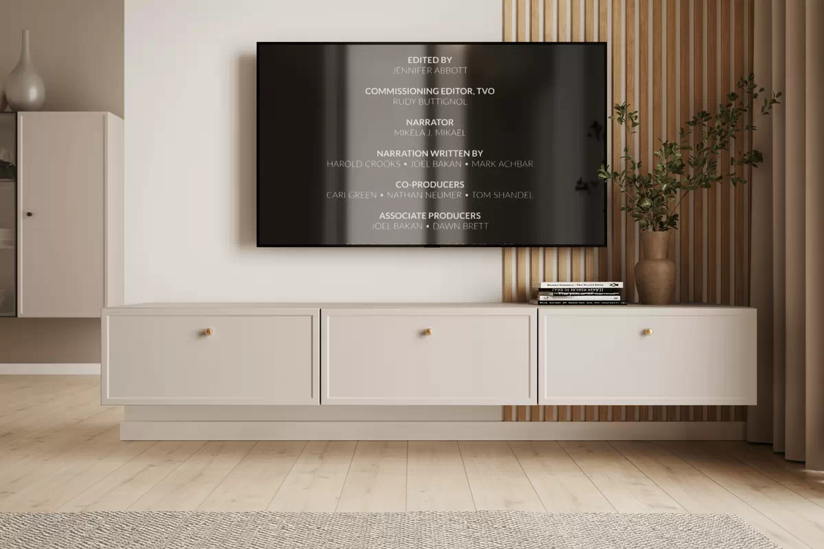 Závesný TV stolík Lorini 200 cm so zásuvkami – kašmírová / zlaté úchytky TV skrinka závesná Lorini 200 cm so zásuvkami - kašmír / zlote úchyty