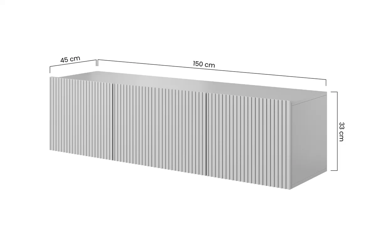 Závesný TV stolík Nicole 150 cm - biela / biely mat TV skrinka závesná Nicole 150 cm z szuflada - biela / biela mat