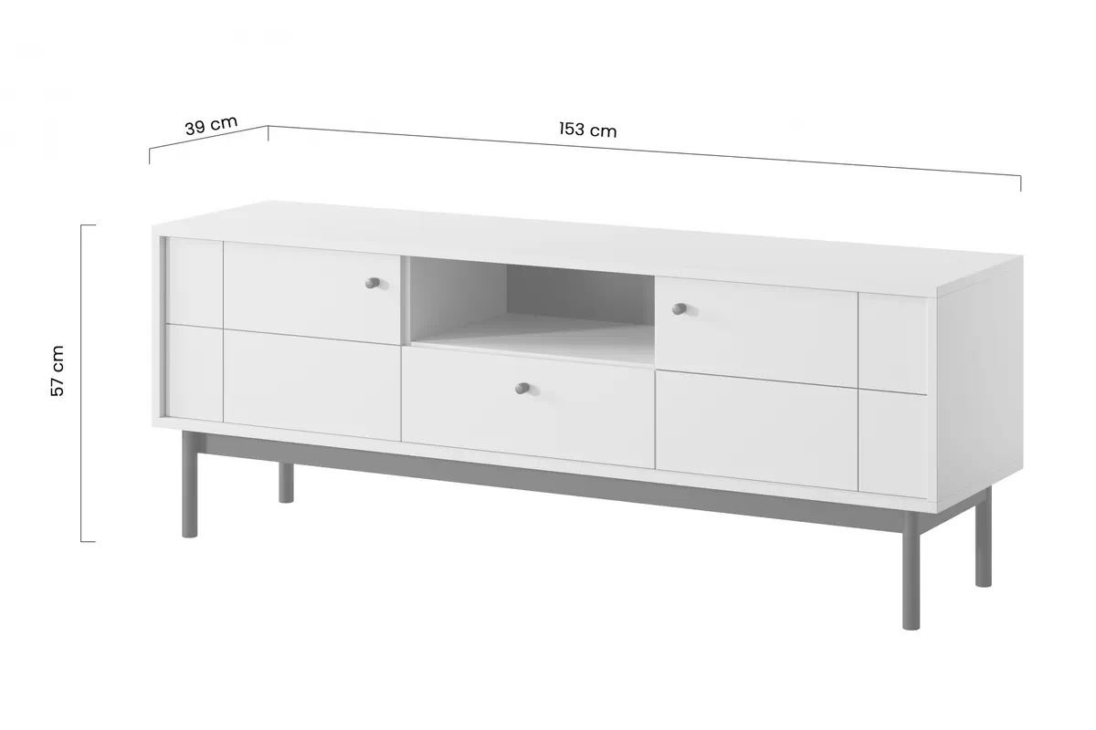 Skříňka RTV se zásuvkami Jolinio 154 cm - dub linea / černá Nohy Skříňka RTV se zásuvkami Jolinio153 cm - dub linea