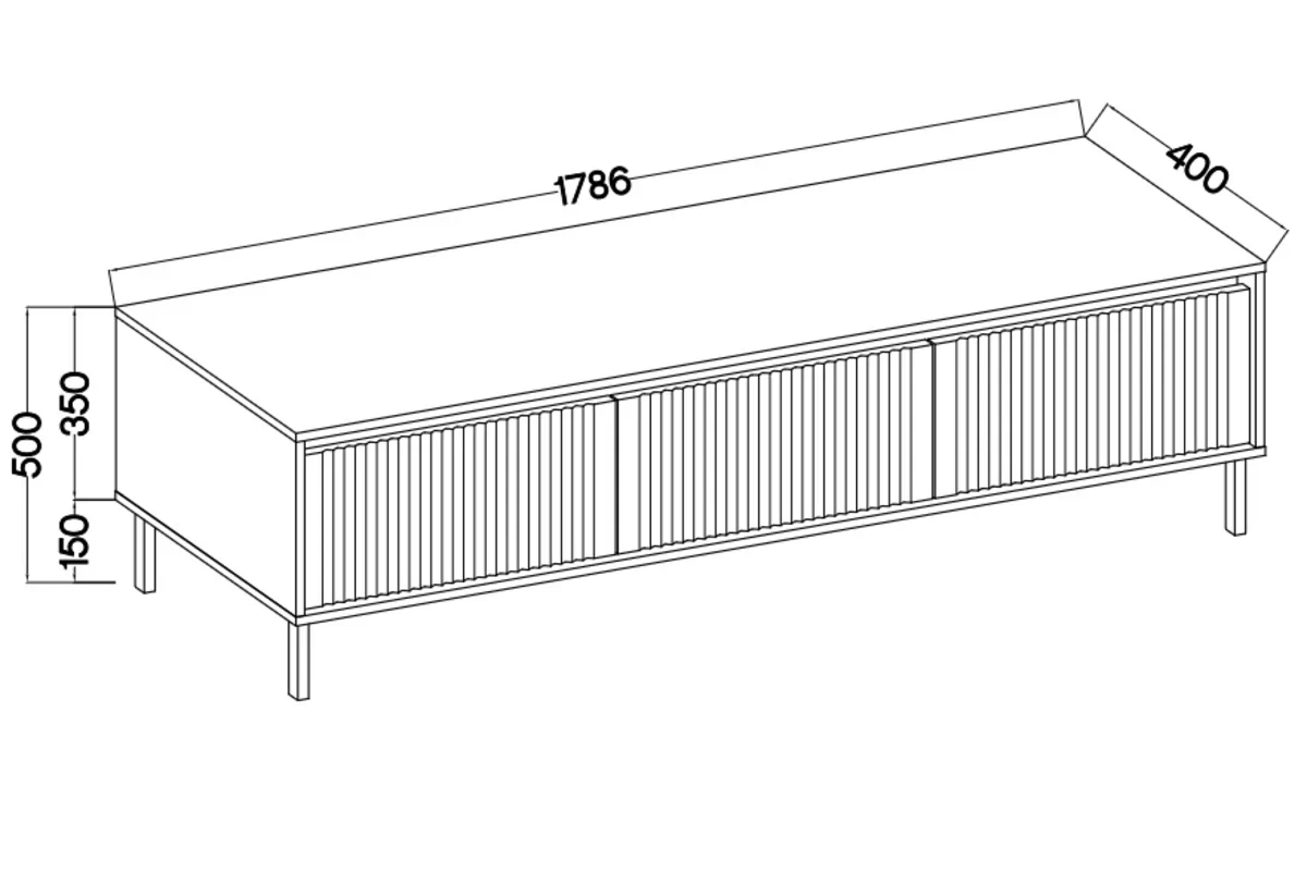 TV stolík so zásuvkami Kasalia 3S - 179 cm - Dub evoke TV skrinka so zásuvkami Kasalia 3S - 179 cm - Dub evoke