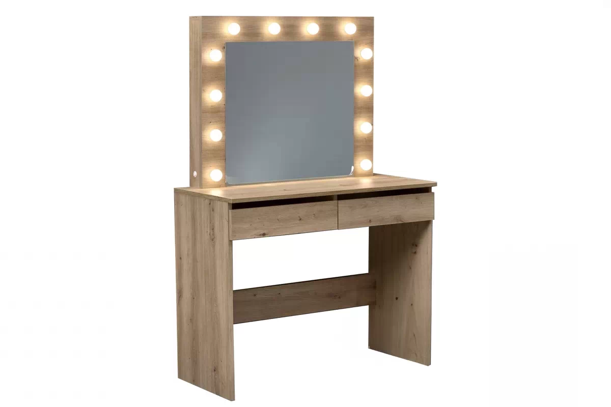 Moderná Toaletný Stolík Hollywood a osvetlením LED - Dub artisan Toaletný Stolík Hollywood 95 cm - Dub artisan