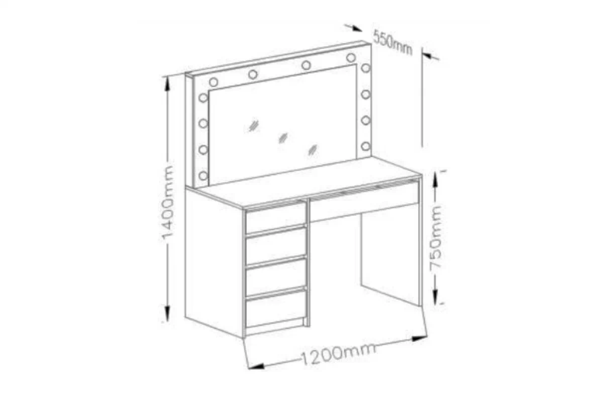 Moderní Toaletní stolek Hollywood XL z podswietleniem i zásuvkami - Dub artisan Toaletní stolek Hollywood XL 120 cm - dub artisan