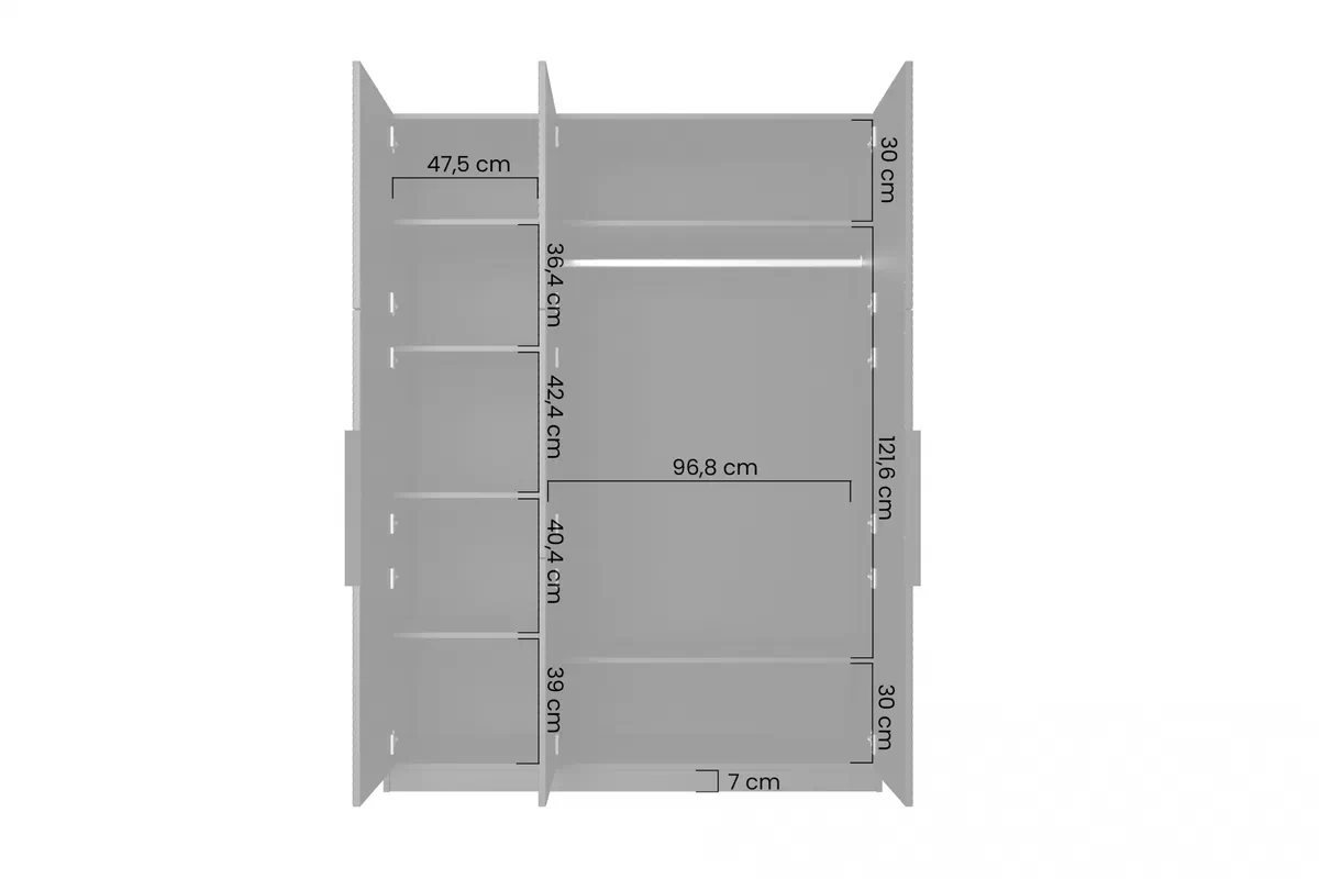 Asha háromajtós szekrény, fém fogantyúkkal - 150 cm - kasmír / kasmír fogantyúk háromajtos ruhásszekrény Asha z metalowymi uchwytami 150 cm - kasmír / kaszmirowe fogantyúk