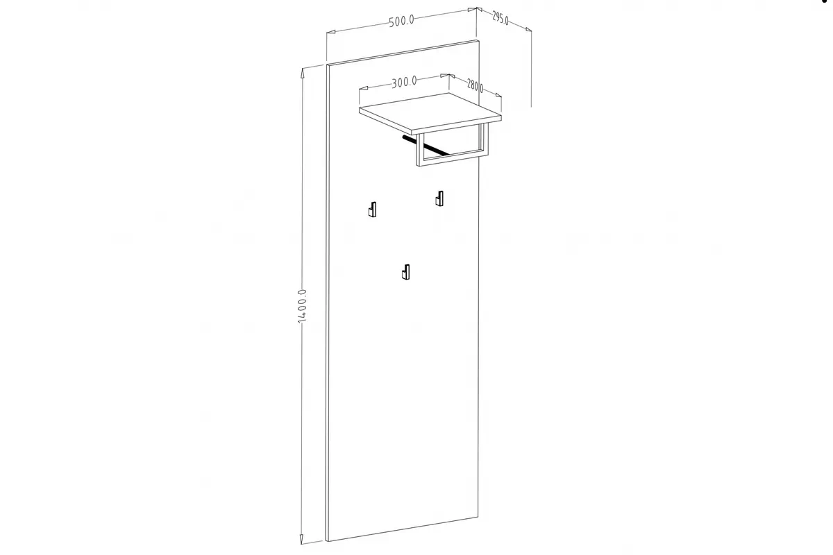 Cuier pentru hol Larona 03 - 50 cm - satin nussbaum / touchwood Wieszak do antecamere Larona 03 - 50 cm - satin nussbaum / touchwood