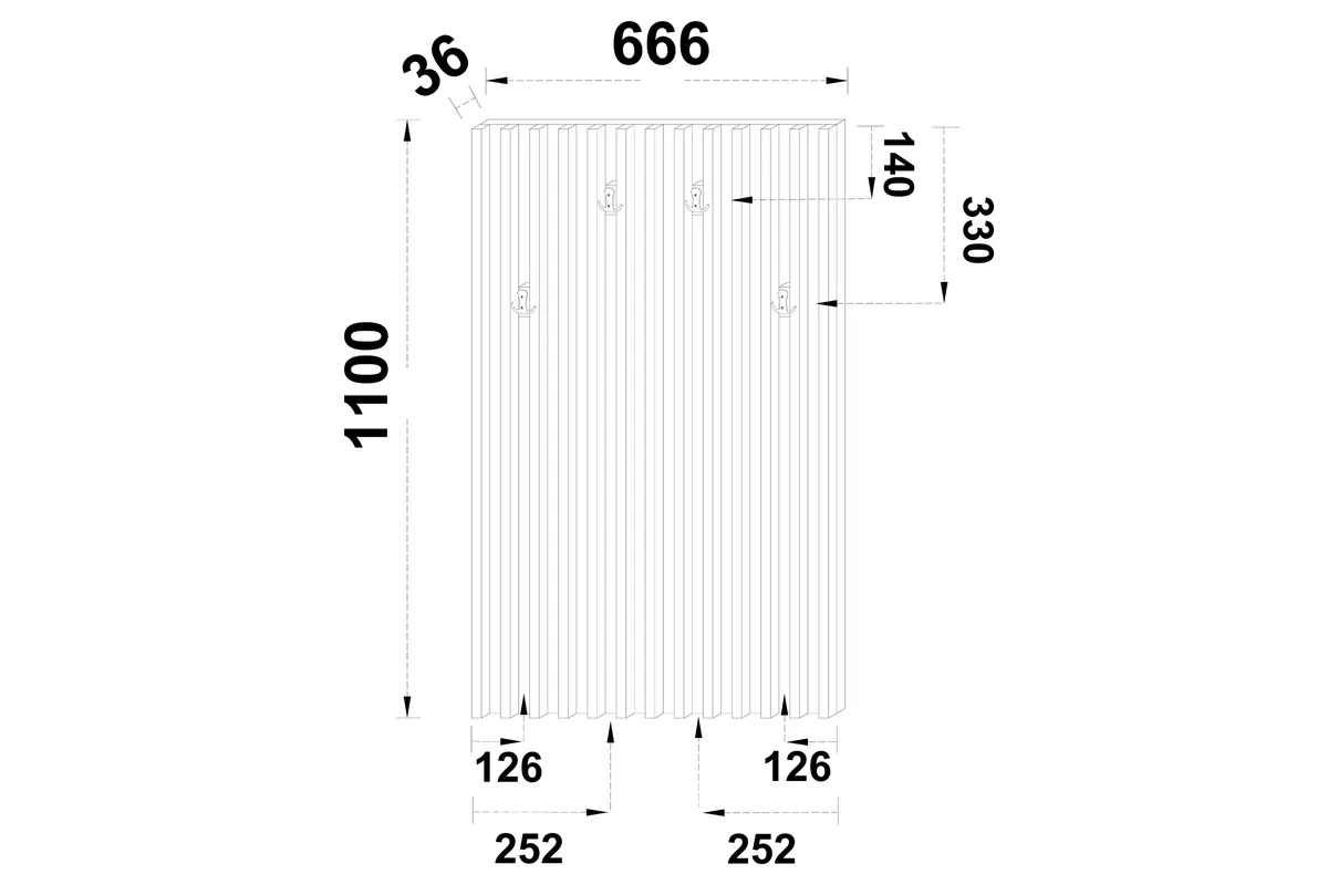 Vešiak na oblečenie Tonis 66 cm - čierny mat Vešiak scienny na oblečenie Tonis 66 cm - Čierny mat