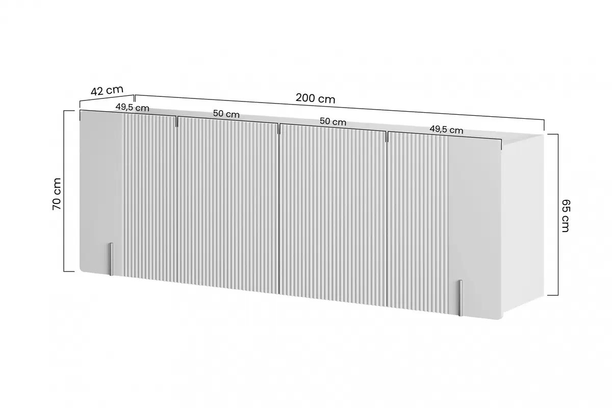 Závěsná komoda Malmi 200 cm - kašmírová / crema bianca / černá závěsná Komoda čtyřdveřová Malmi 200 cm - kašmír / crema bianca / černá elementy