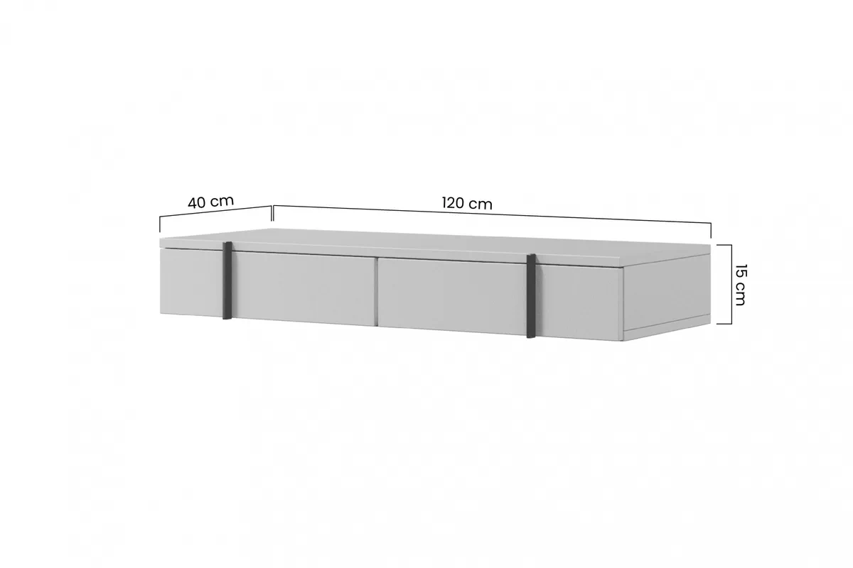 Larena 120 cm függő konzol / toalett fiókokkal - fekete beton / fekete fogantyúk függő konsola / toaletka Larena fiokokkal 120 cm - fekete beton / fekete fogantyúk