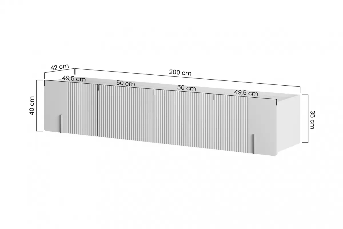 Závěsný TV stolek Malmi 200 cm - kašmírová / crema bianca / černá závěsná Skříňka RTV Malmi 200 cm - kašmír / crema bianca / černá elementy