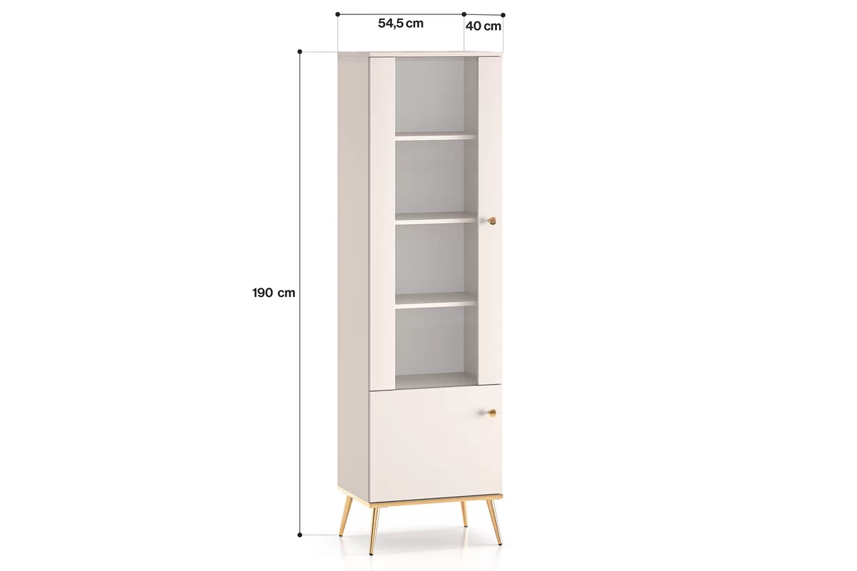 Vitrína Narelli 01 se zásuvkami 55 cm - kašmír / zlaté Nohy Vitrína Nerelli 01 se zásuvkami 55 cm - kašmír / zlaté Nohy