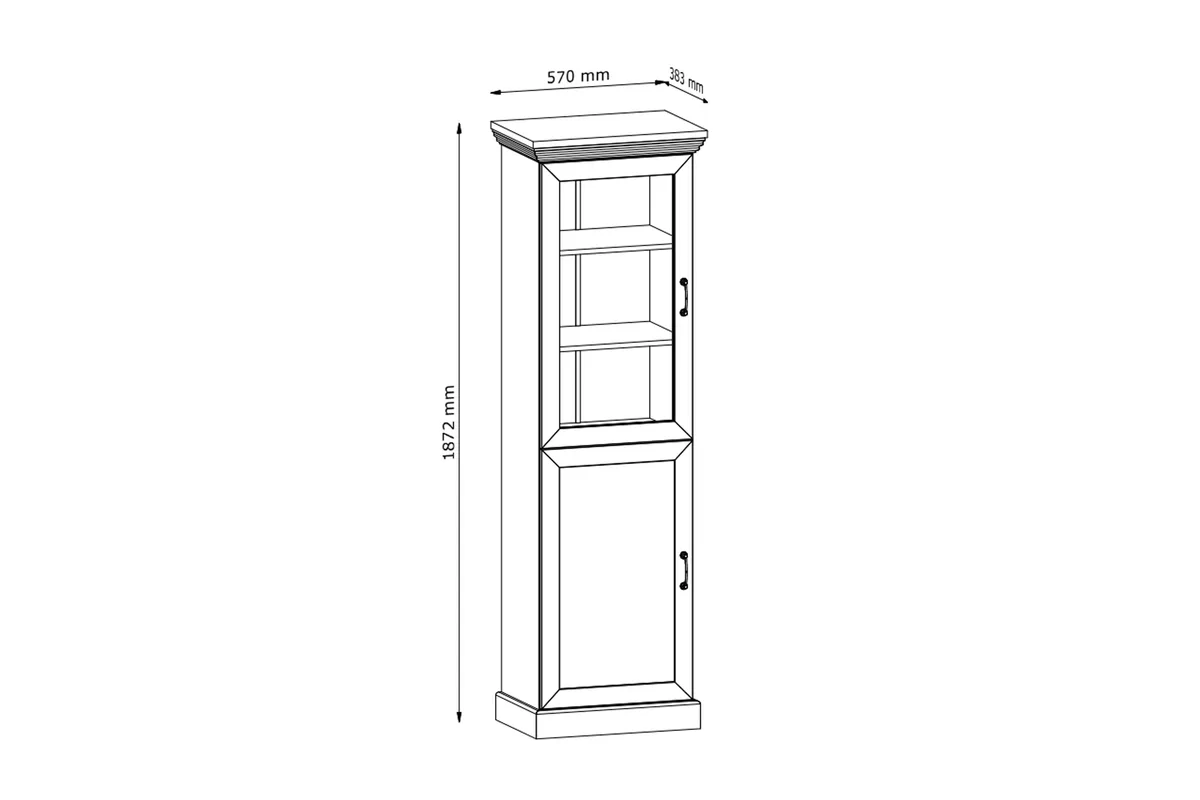 Vitrína Royal W1D - Borovica Nordic/Divoký dub Vitrína Royal jednodverová 57 cm - Borovica Nordic/Divoký dub