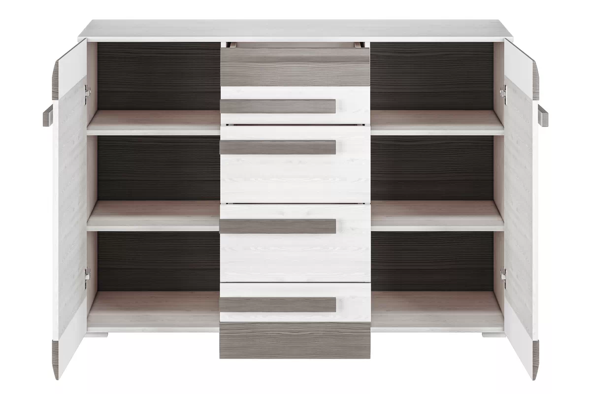 Komplet nábytku do obývacího pokoje Blanco 1 - Borovice sněžná / new grey Komplet nábytku do obývacího pokoje Blanco 1 - Borovice sNezna / new grey - 6 elementow