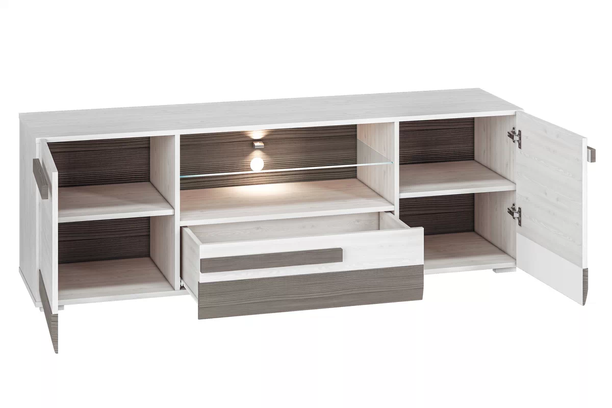 Komplet nábytku do obývacího pokoje Blanco 1 - Borovice sněžná / new grey Komplet nábytku do obývacího pokoje Blanco 1 - Borovice sNezna / new grey - 6 elementow