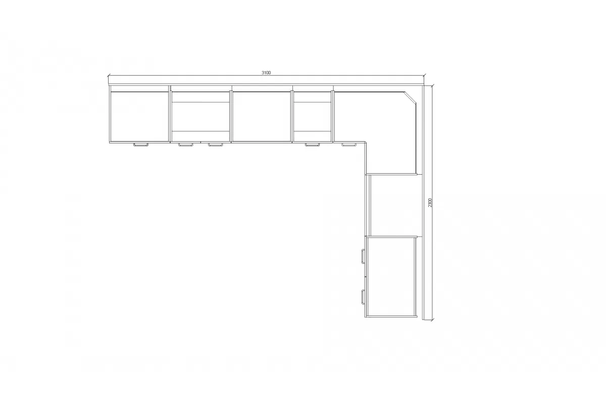 Komplet nábytku kuchennych Elko 310x230cm - Bílý Komplet nábytku kuchennych Elko 310x230cm - Rozměry