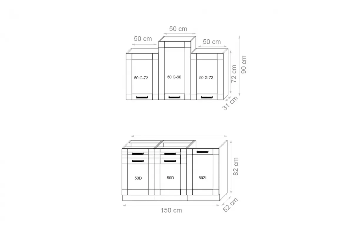 Komplet nábytku kuchynského Framilo 150cm - Biely Komplet nábytku kuchynského Framilo 150cm - Biely