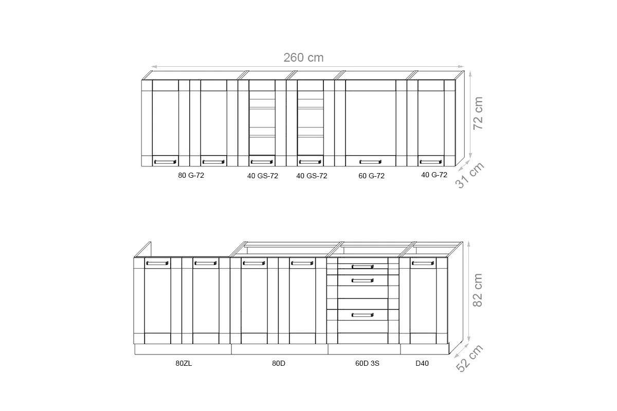 Komplet nábytku kuchynského Framilo 260cm - Béžová Komplet nábytku kuchynského Framilo 260cm - Béžová