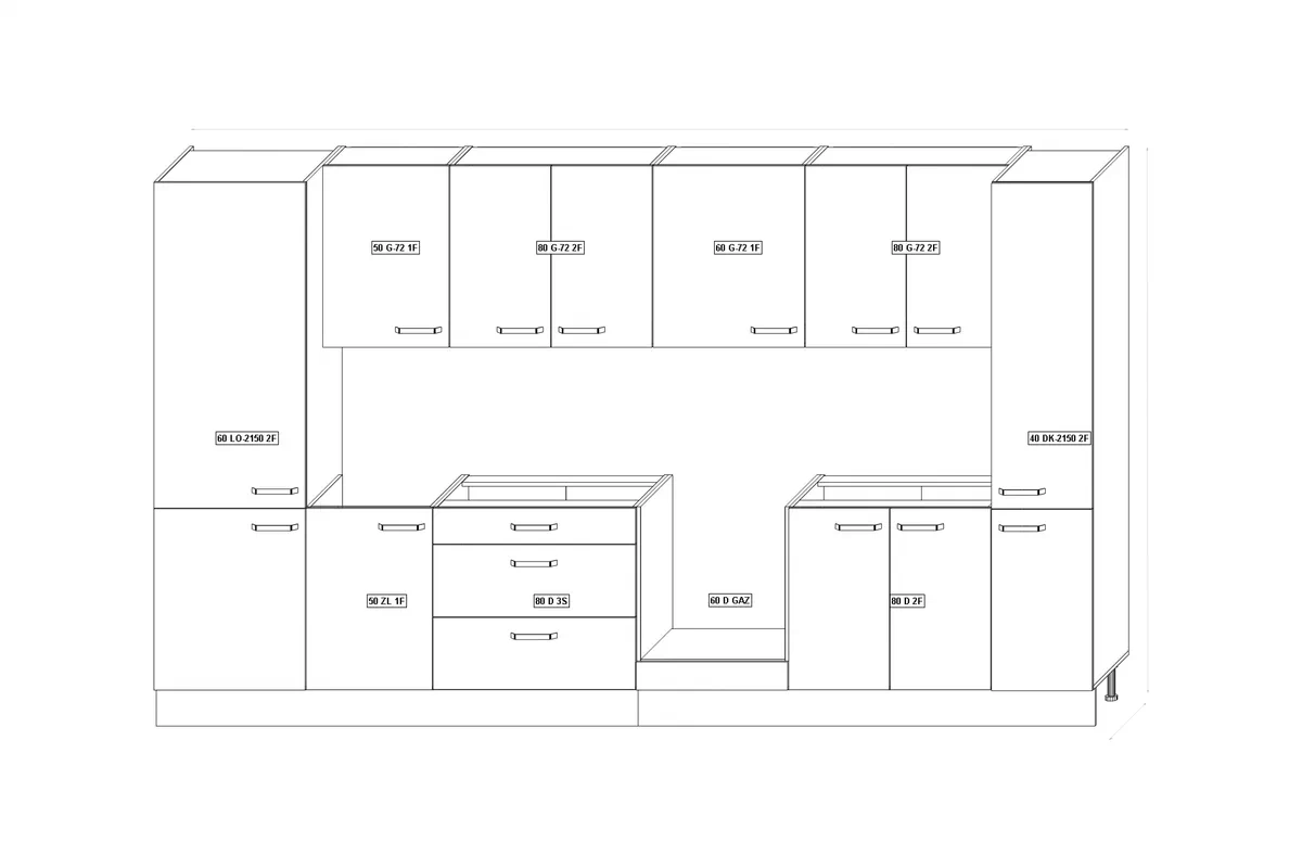 Komplet nábytku kuchennych Nelli / Leonardi 370cm - antracitová / jodelka Komplet nábytku kuchennych Nelli / Leonardi 370cm - antracitová / jodelka