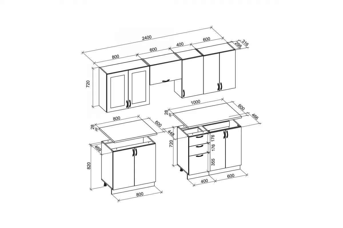 Komplet nábytku kuchennych Viktoria 240 cm - bílá / tmavě modrá Komplet nábytku kuchennych Viktoria 240 cm - bílá / tmavě modrá