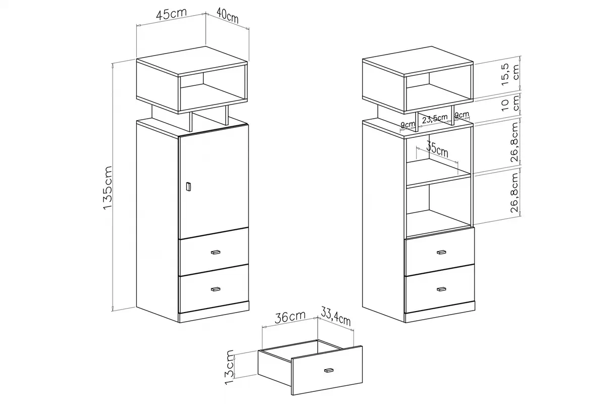 Set de mobilier Mobi pentru tineret - sistem D Complet mobilier mlodziezowych Mobi - Sistem D