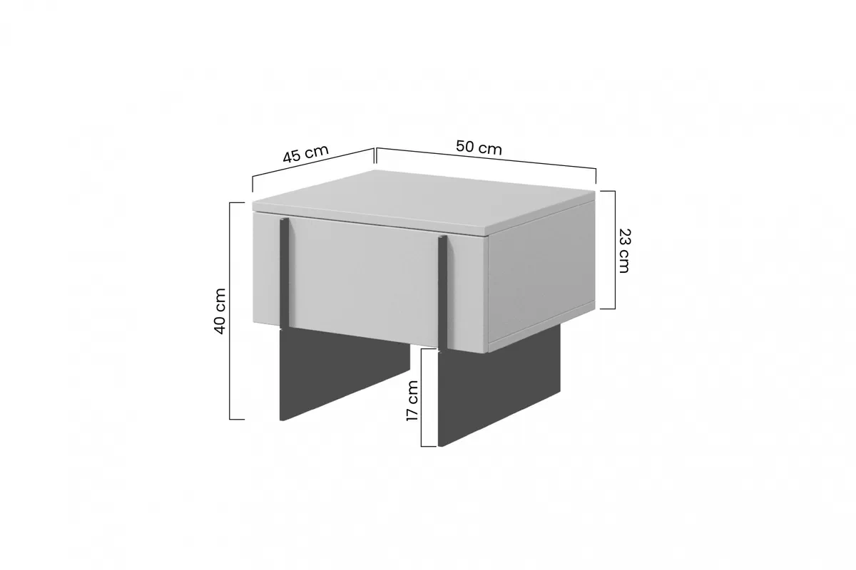 Larena 2 darabos éjjeliszekrény szett - fekete beton / fekete lábak Készlet szafka éjjeli asztal z szuflada Larena 2 szt. - fekete beton / fekete lábak