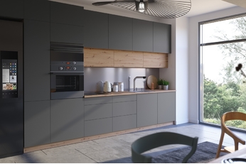 Komplet nábytku kuchennych Langen 400cm z cokolem - dub artisan / grey