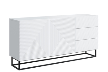 Komoda Asha 167 cm dvojdverová so zásuvkami - biely mat / Čierny Rošt