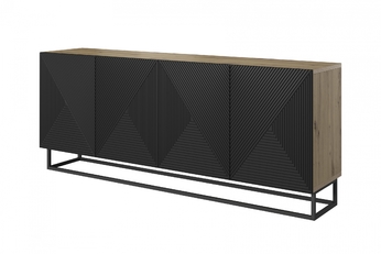 Komoda Asha 200 cm - artisan / černá mat