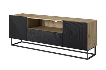 skříňka RTV  Asha 167 cm se zásuvkami i metalowymi nogami - artisan / černá mat - Omezená nabídka z expozice