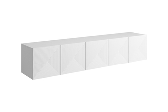 TV skrinka Asha 200 cm závesná s frézovaným frontom - biely mat