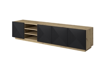 TV skrinka Asha 200 cm s frézovaným frontom i wneka - artisan / Čierny mat