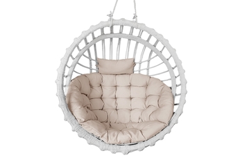 Křeslo wiszacy kokon z poduszka - bílá / béžová Polštář Křeslo wiszacy kokon z poduszka - bílá / béžová Polštář