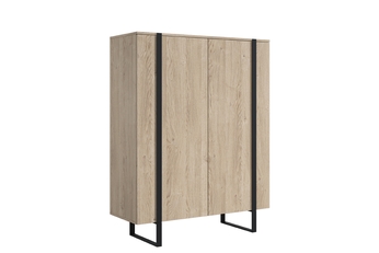 Komoda vysoká Verica 120 cm dvojdverová - Dub biszkoptowy / čierny nozki