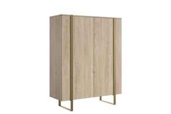 Komoda vysoká Verica 120 cm dvojdverová - Dub biszkoptowy / zlote nozki