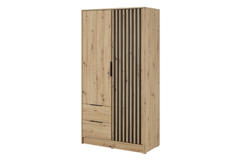 Skriňa dvojdverová z lamelami Neria - Dub artisan / Čierny